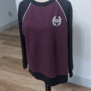 Victoria's Secret PINK Maroon and Black Raglan Sweatshirt